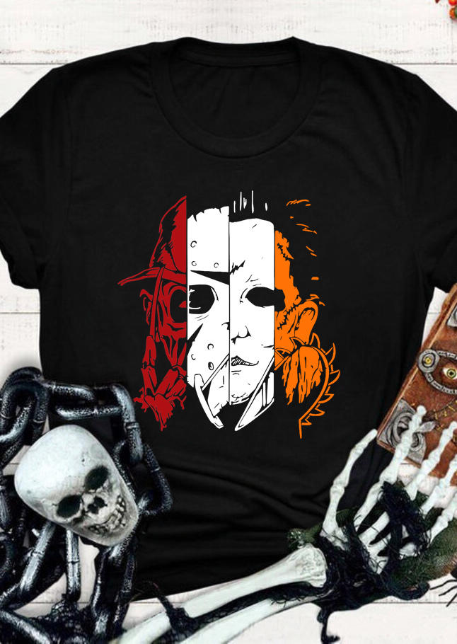 

Halloween Horror Movie Killers Character T-Shirt Tee - Black, 513892