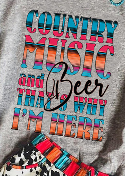 Country Music And Beer Long Sleeve Sweatshirt - Gray