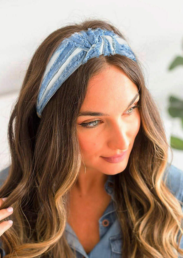 

Twist Knot Distressed Denim Headband, Light blue, 512437