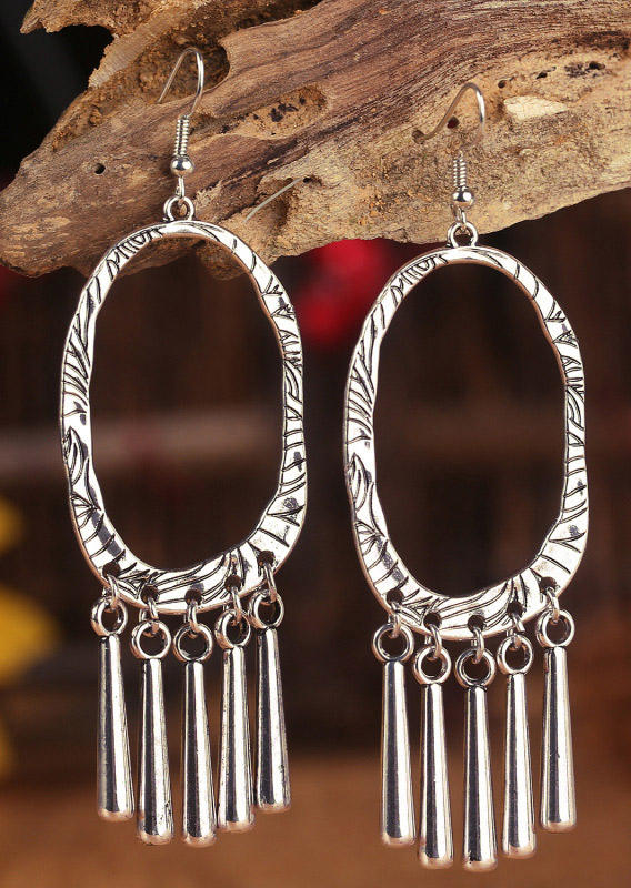 

Bohemian Moon Hollow Out Tassel Earrings, Pattern1, 513982