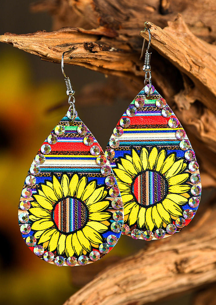 

Sunflower Leopard Serape Striped Earrings, Multicolor, 513983