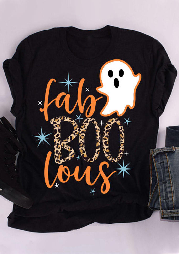 Buy Fab Boo Lous Leopard Ghost T-Shirt Tee - Black. Picture