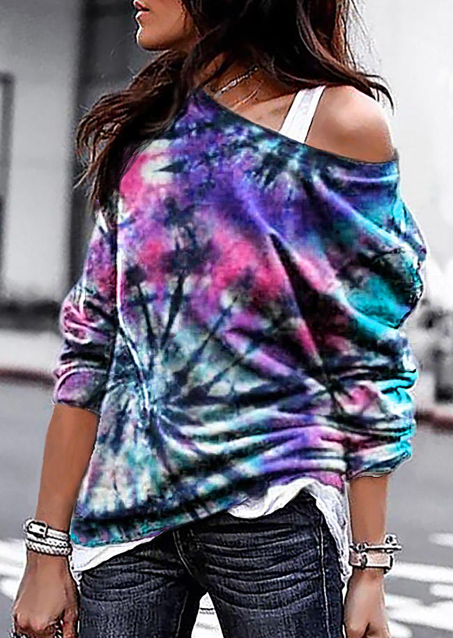 

Swirl Tie Dye Long Sleeve Casual Blouse, Multicolor, 514043