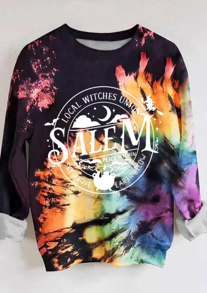 Reverse Tie Dye Rainbow Salem Pullover Sweatshirt