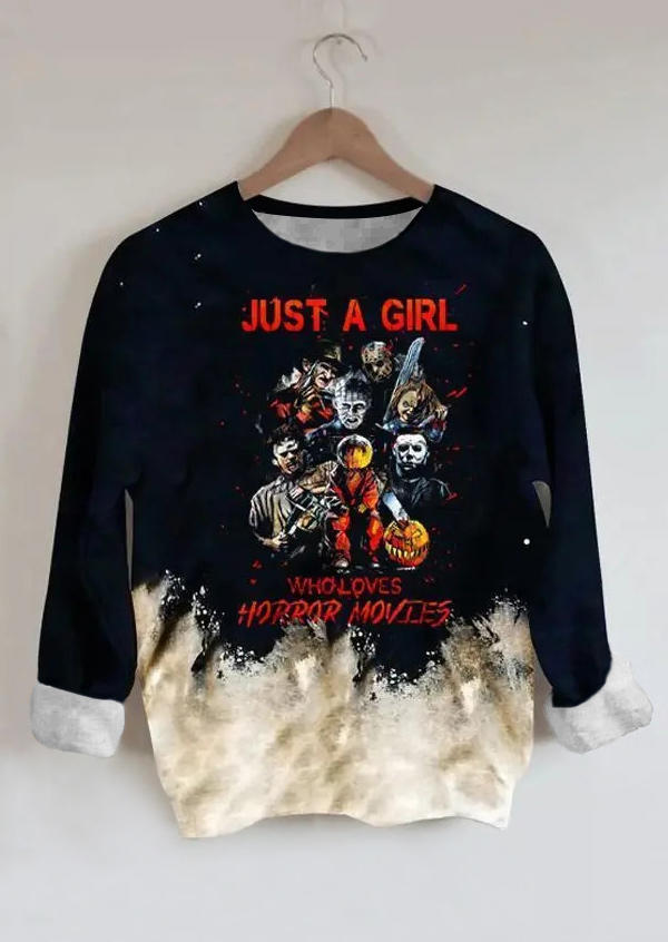 

Halloween Just A Girl Who Loves Horror Movies Sweatshirt - Black, 514234