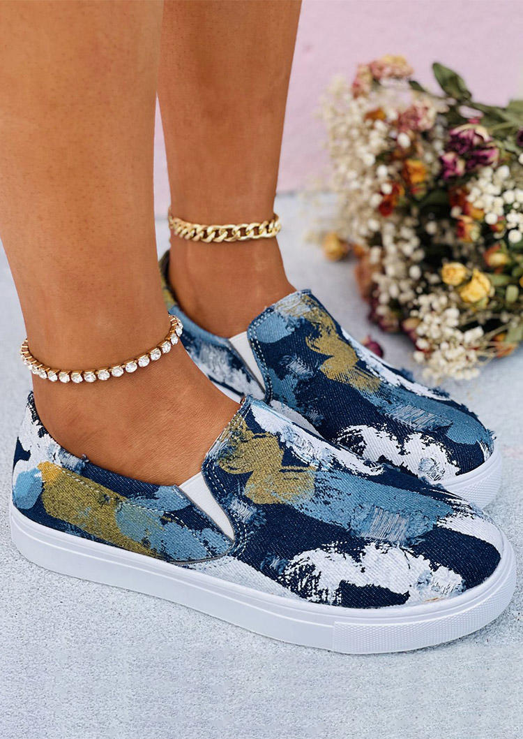 

Graffiti Slip-On Casual Sneakers - Deep Blue, 514239