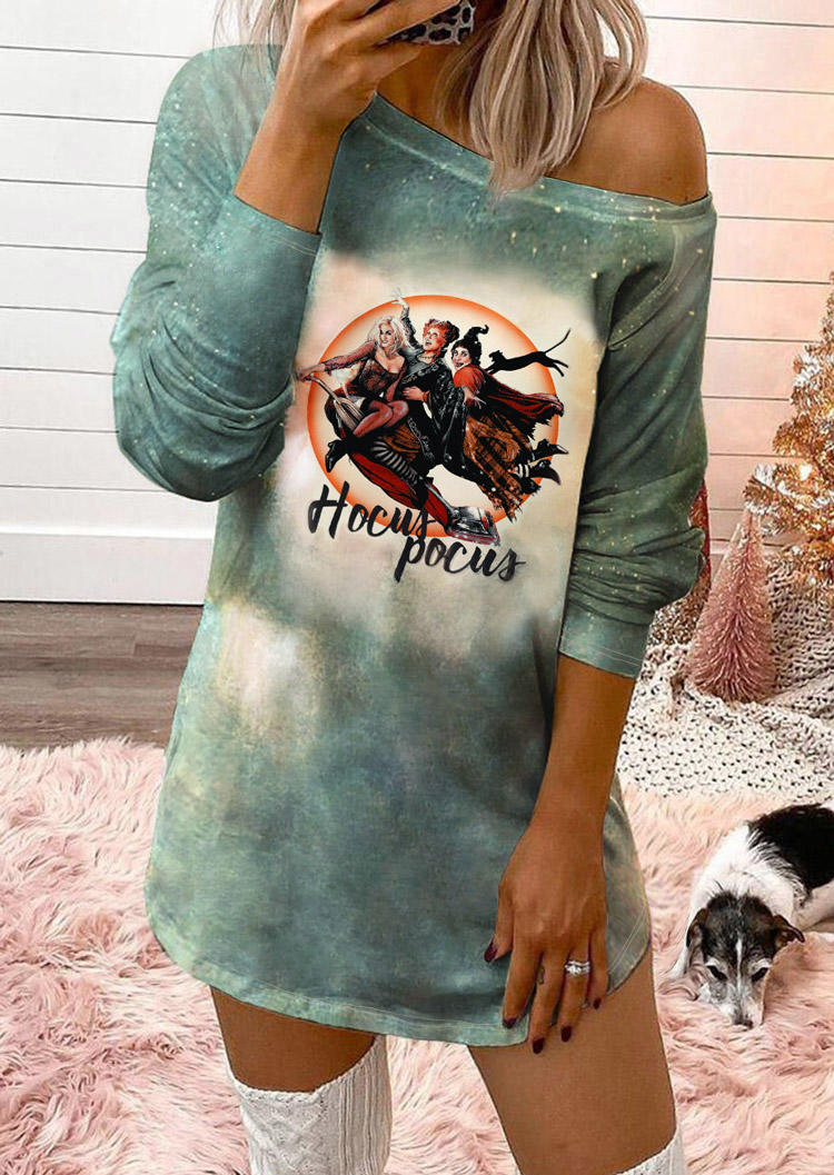 

Halloween Tie Dye Long Sleeve Mini Dress - Green, 514062