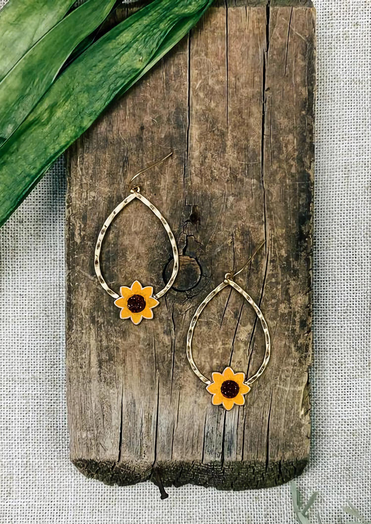 

Sunflower Hollow Out Alloy Earrings - Gold, 514121