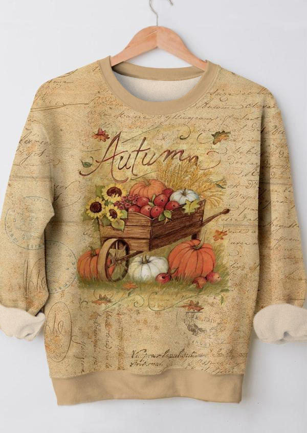 

Autumn Pumpkin Sunflower Maple Leaf Sweatshirt - Apricot, 514360