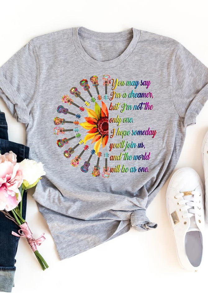 

Sunflower Guitar You May Say I' A Dreamer T-Shirt Tee - Light Grey, 514446
