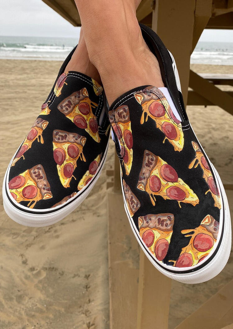 

Pizza Slip On Round Toe Sneakers - Black, 514458