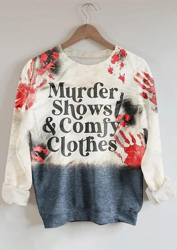 

Halloween Murder Shows & Comfy Clothes Bleached Sweatshirt - White, 514485