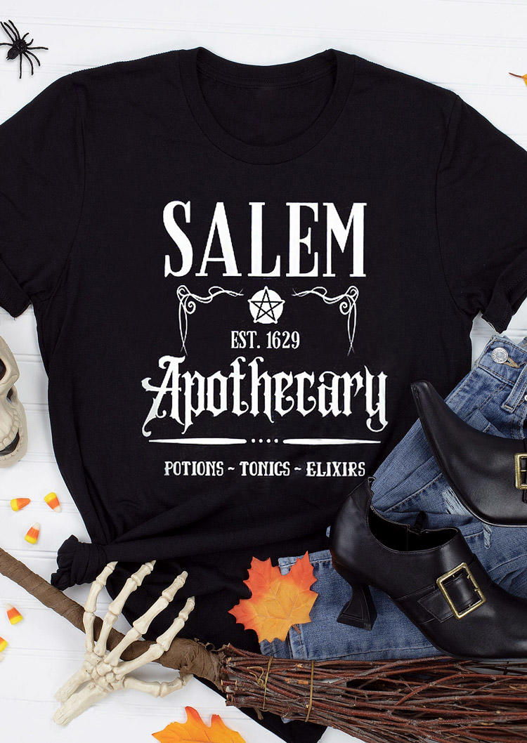 

Halloween Salem O-Neck T-Shirt Tee - Black, 514596