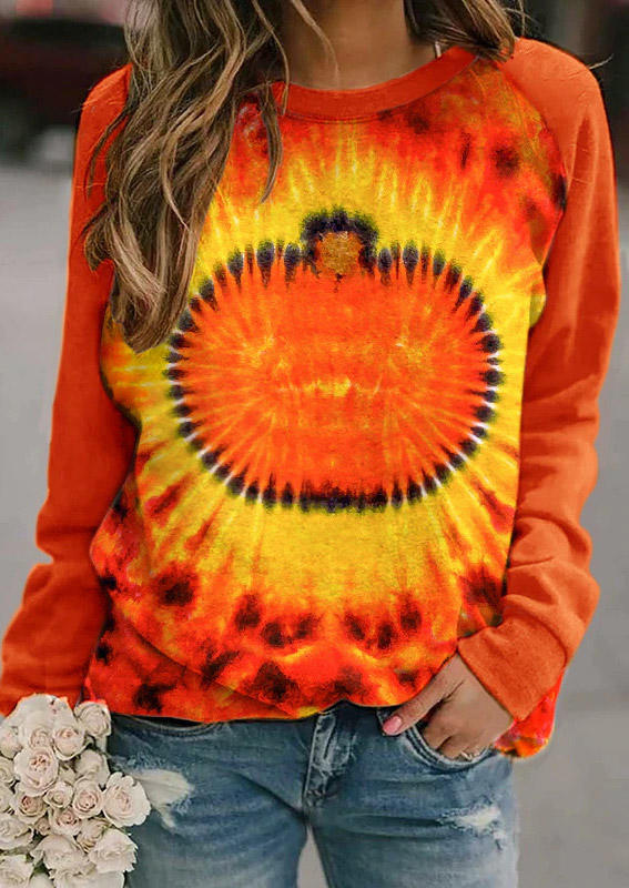 

Pumpkin Tie Dye Raglan Sleeve Sweatshirt - Orange, 514639