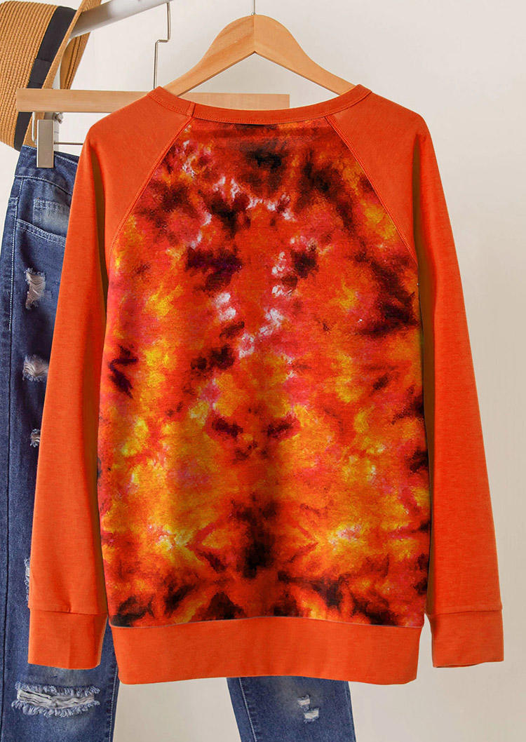 Pumpkin Tie Dye Raglan Sleeve Sweatshirt - Orange