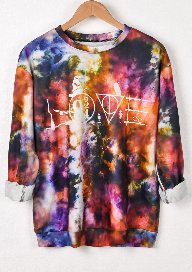 

Tie Dye Love Geometric Pullover Sweatshirt, Multicolor, 513531