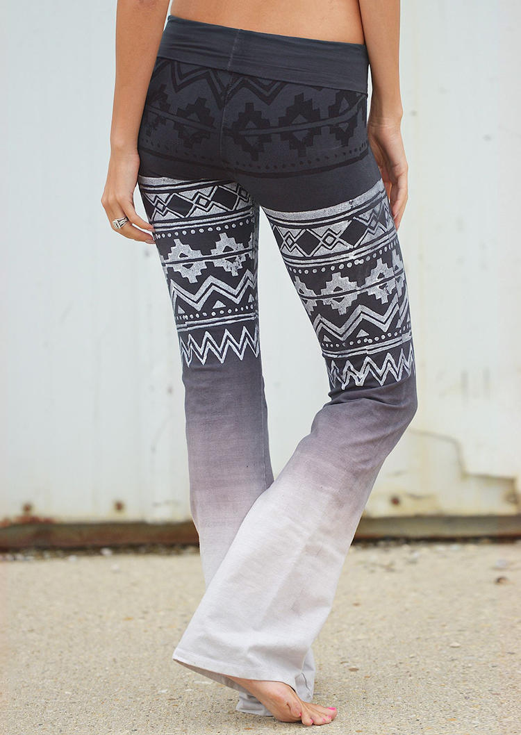 

Gradient Aztec Geometric Flare Pants, Multicolor, 514283
