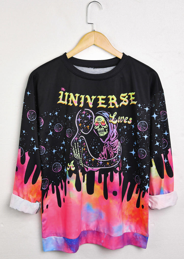

Halloween Skull Universe Love Tie Dye Sweatshirt, Multicolor, 514315