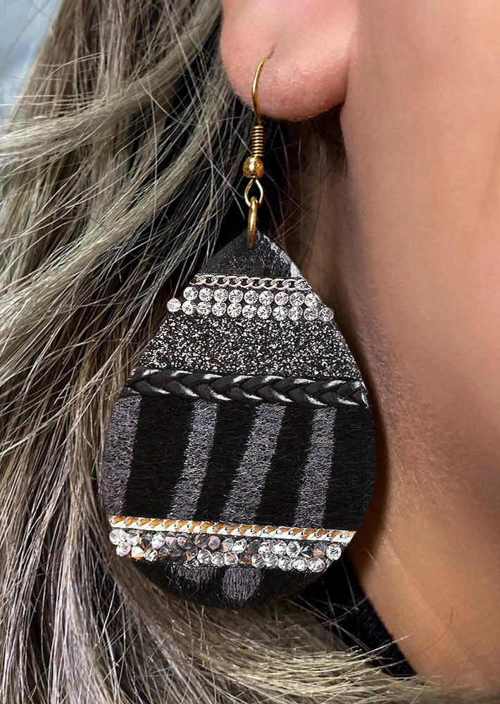 

Vintage Rhinestone Water Drop Earrings, Black, 514462