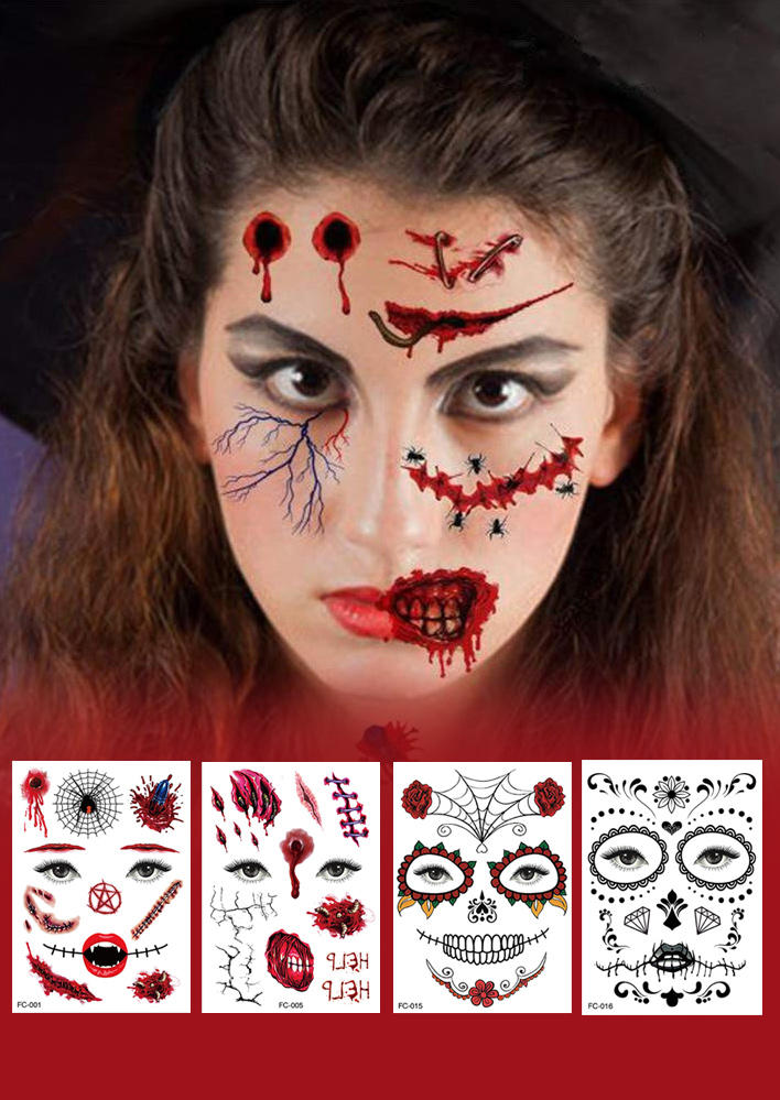 

5Pcs Halloween Floral Facial Stickers, Multicolor, 514476