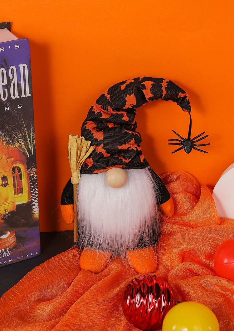 

Halloween Spider Plush Decor Gnomes Doll, Orange, 514609