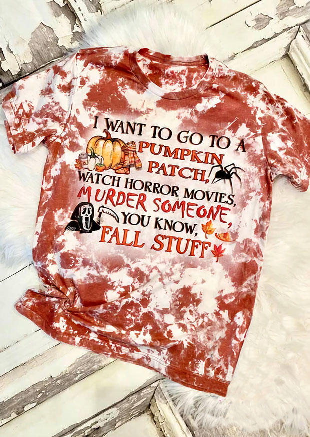 

Pumpkin Patch Fall Stuff Bleached T-Shirt Tee - Orange, 514760