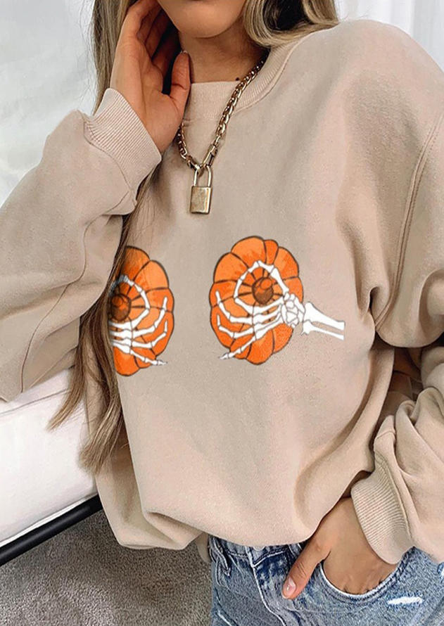 

Pumpkin Skeleton Hand Sweatshirt - Apricot, 514814