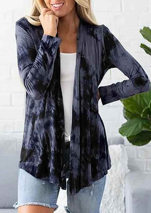 

Tie Dye Long Sleeve Cardigan - Black, 514348