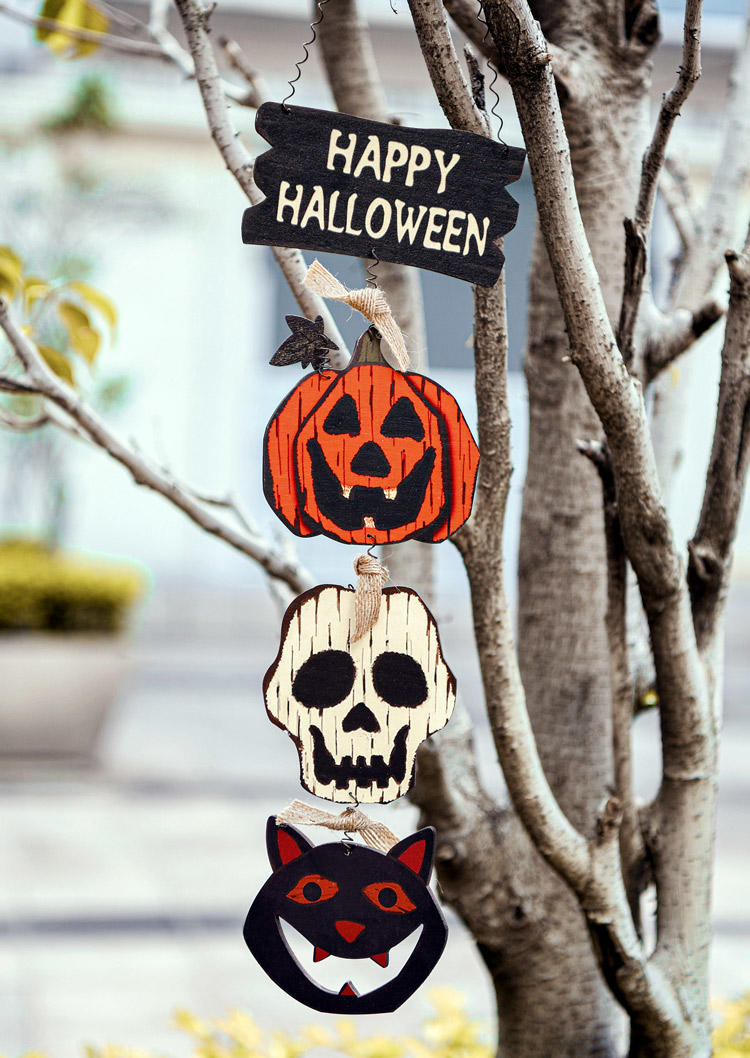 

Halloween Pumpkin Cat Skull Door Hanging Decoration, Multicolor, 514577