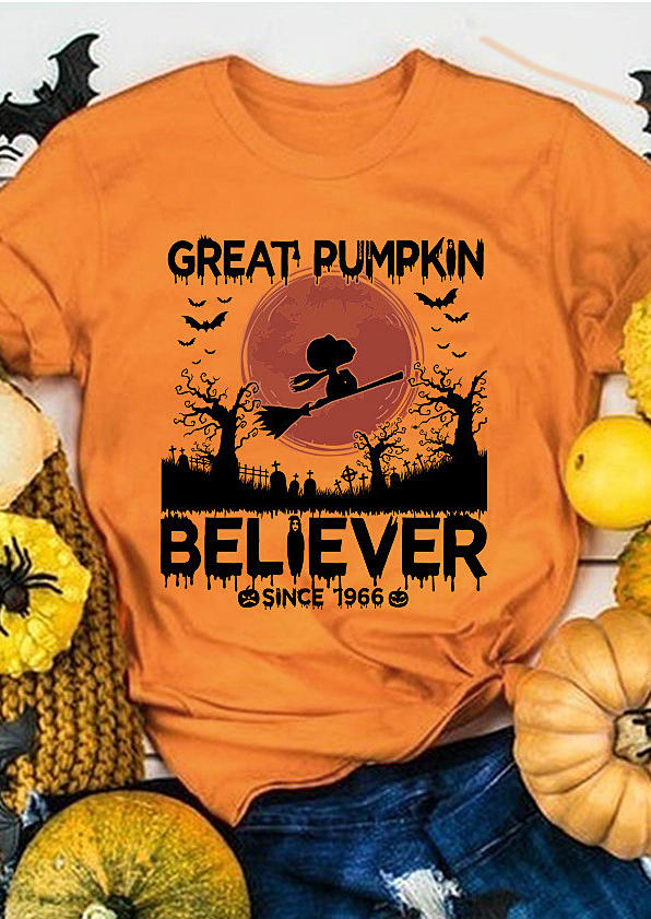 

Great Pumpkin Believer Bat T-Shirt Tee - Orange, 514655