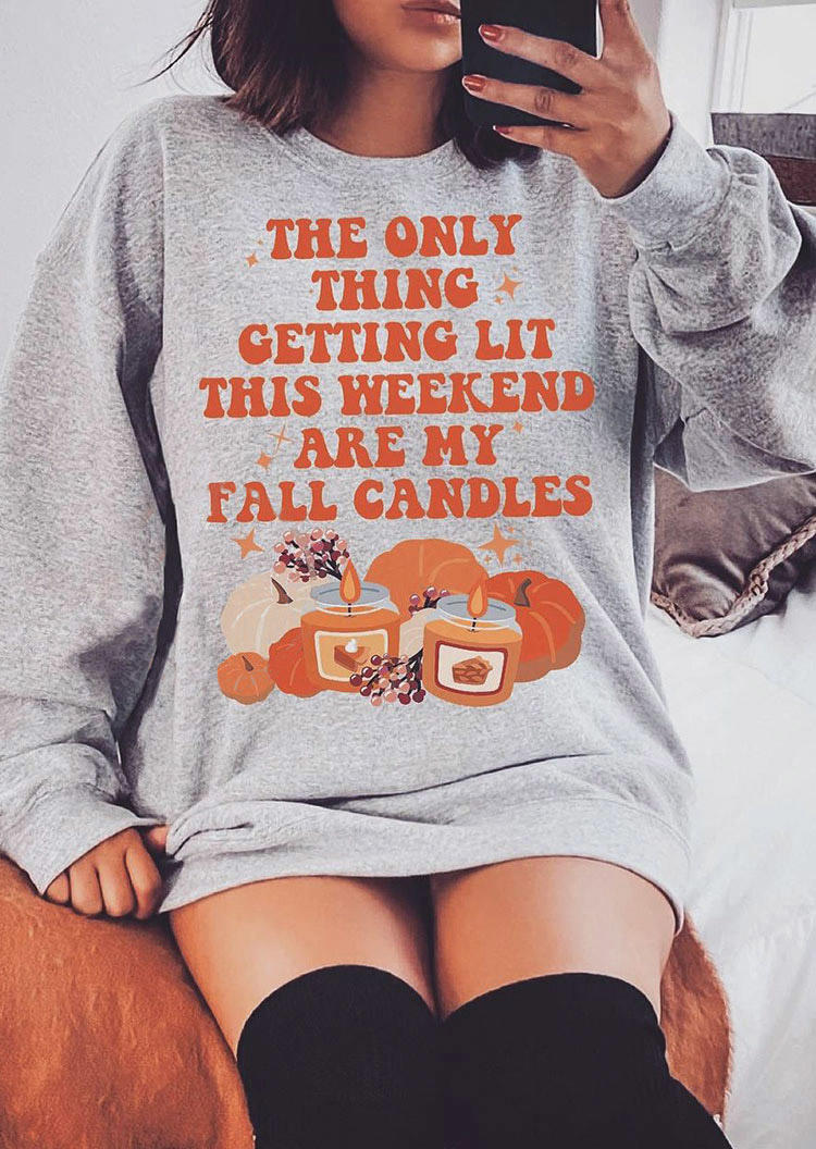 The Only Thing Getting Lit Pumpkin Mini Sweatshirt Dress - Gray