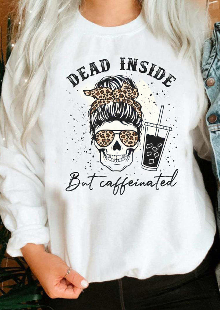 

Leopard Skull Dead Inside Sweatshirt - White, 514578