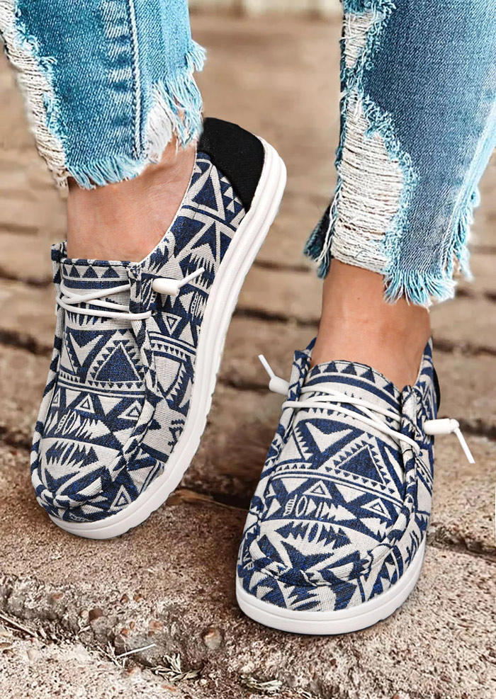

Vintage Aztec Geometric Sneakers - Blue, 514636