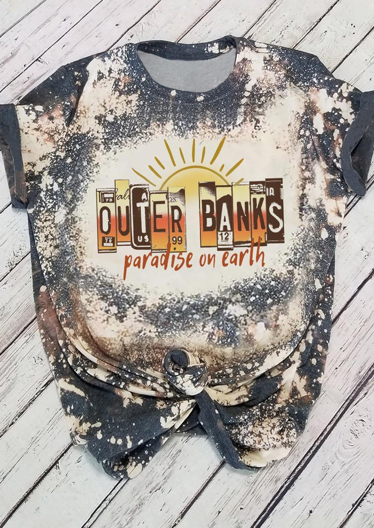 

Outer Banks Paradise On Earth Bleached T-Shirt Tee, Multicolor, 514942