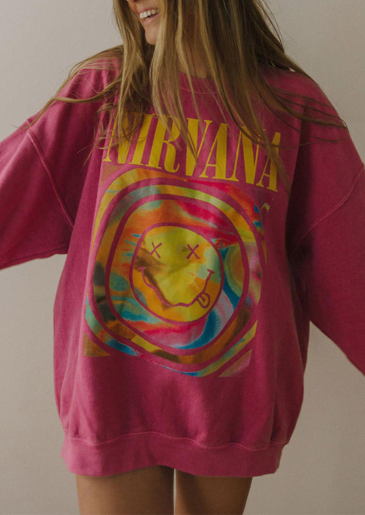 

Vintage Nirvana Smile Face Pullover Sweatshirt - Plum, 514998