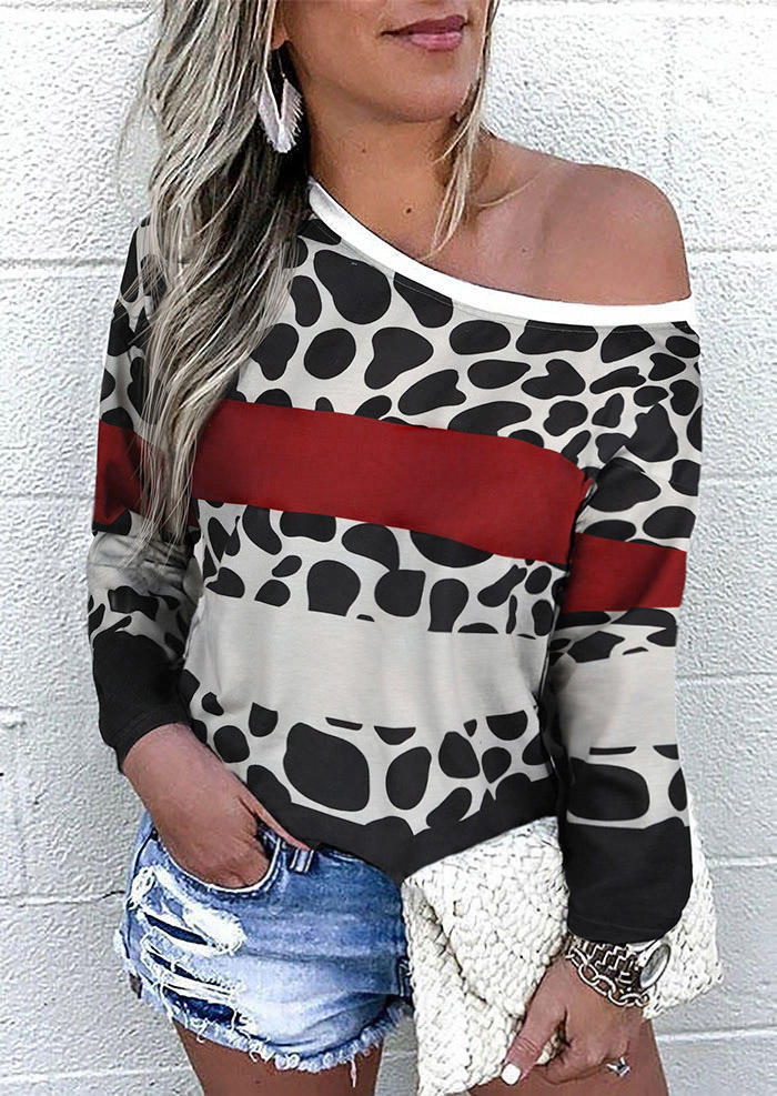 Buy Leopard Color Block Pullover Sweatshirt. Picture