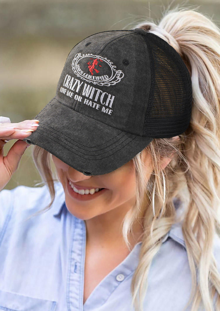 

Halloween Crazy Witch Love Me Or Hate Me Ponytail Baseball Cap, Dark grey, 515007