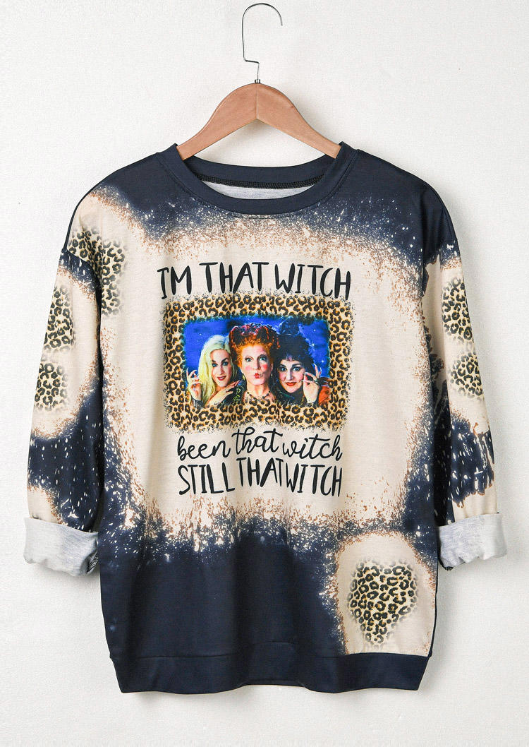 

Bleached Leopard I' That Witch Sweatshirt, Multicolor, 514654