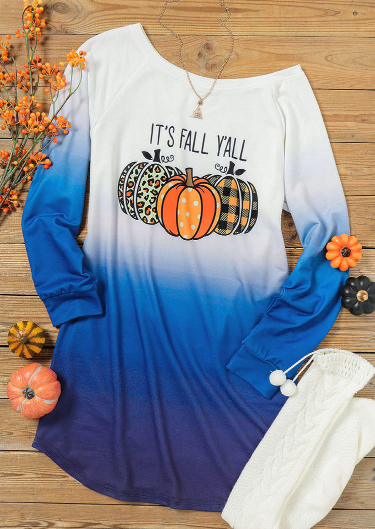 Kaufen Gradient It's Fall Y'all Pumpkin Mini Sweatshirt Dress. Bild