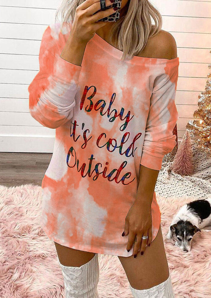 

Tie Dye Baby It's Cold Outside Mini Dress - Orange, 514743