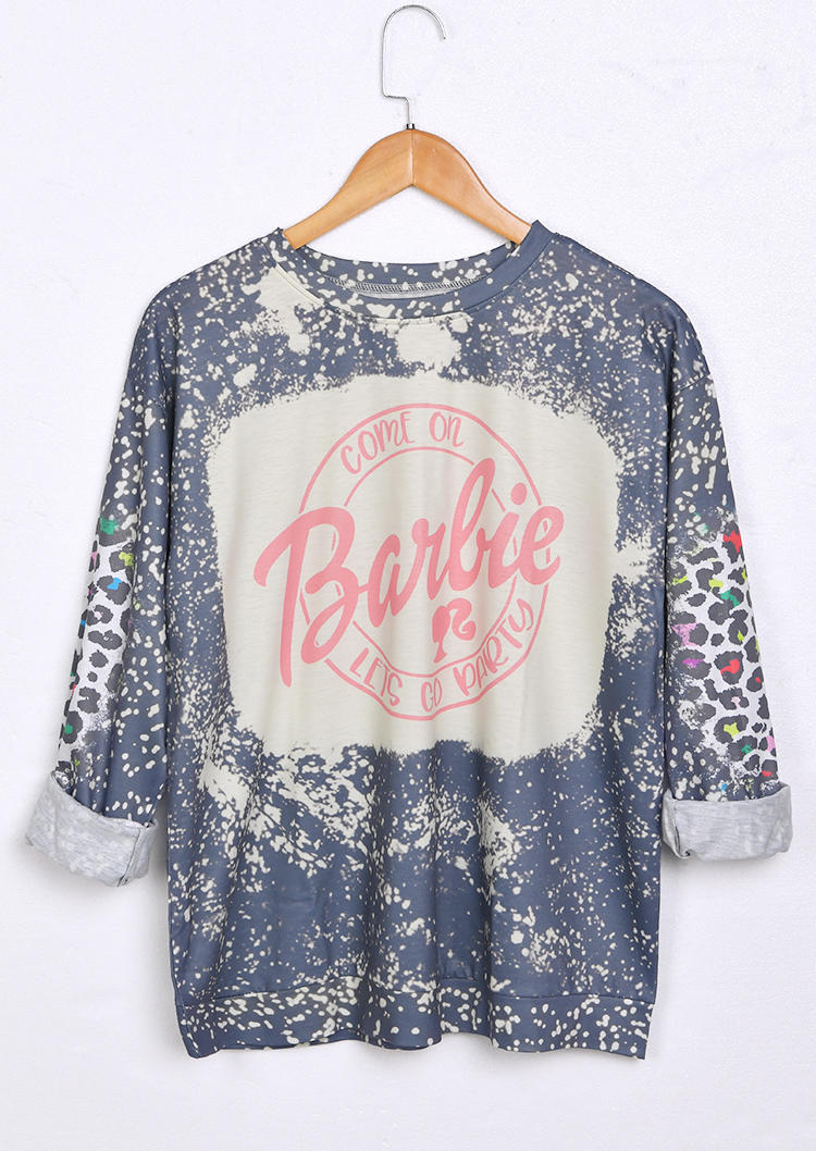 

Tie Dye Leopard Long Sleeve Sweatshirt - Gray, 514910