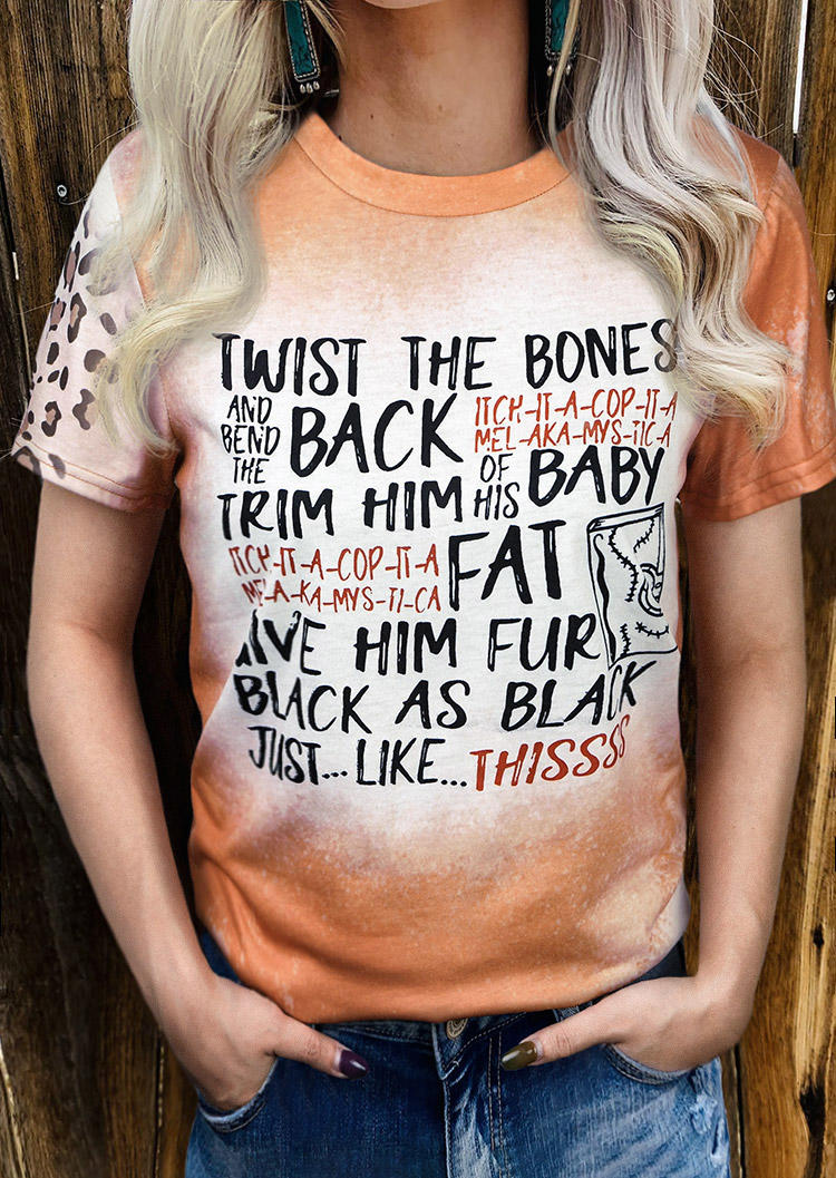 

Funny Quotes Leopard Bleached T-Shirt Tee - Orange, 514967