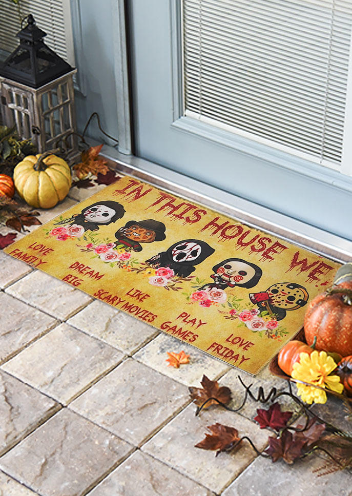 

In This House Ghost Skull Non-Slip Rug Carpe, Pattern1, 515101