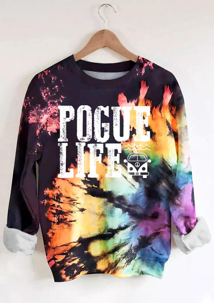 

Pogue Life Tie Dye O-Neck Long Sleeve Sweatshirt, Multicolor, 515102
