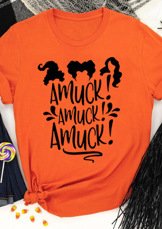

Halloween Witch Amuck T-Shirt Tee - Orange, 514705
