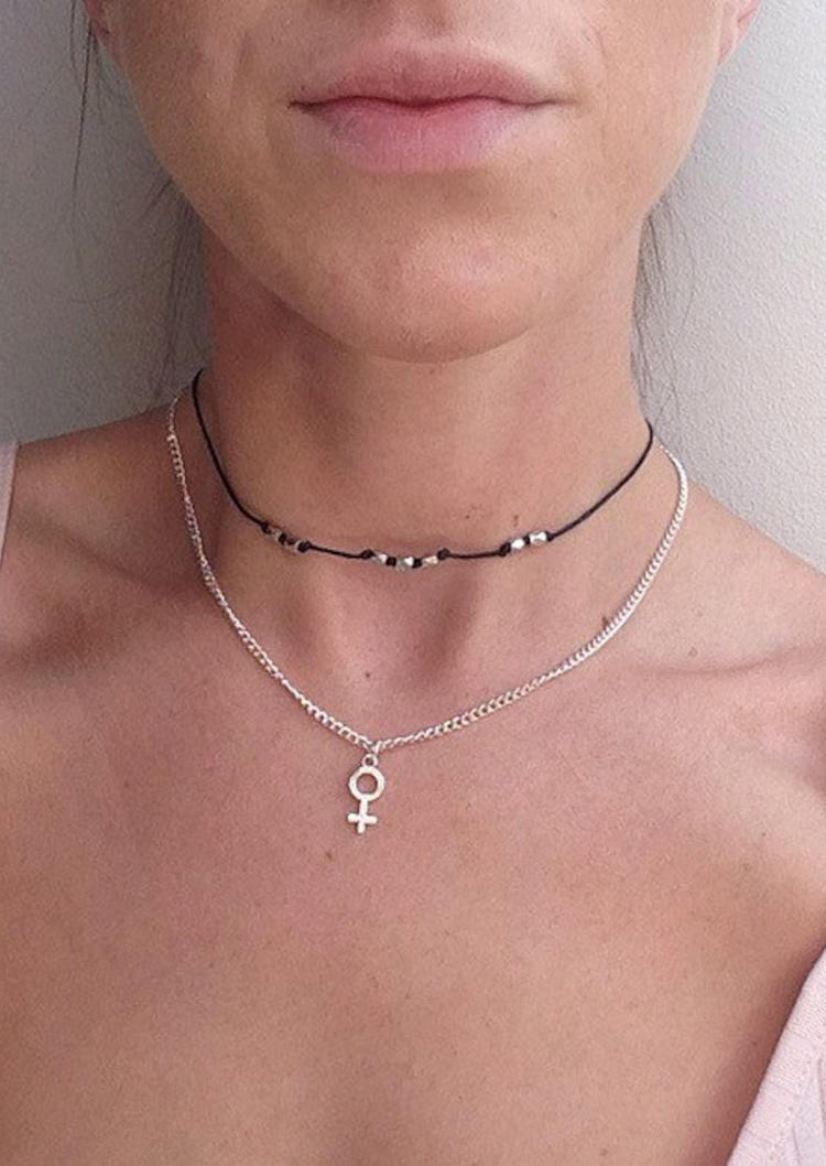 

Creative Female Symbol Necklace, Gold;silver, 514856