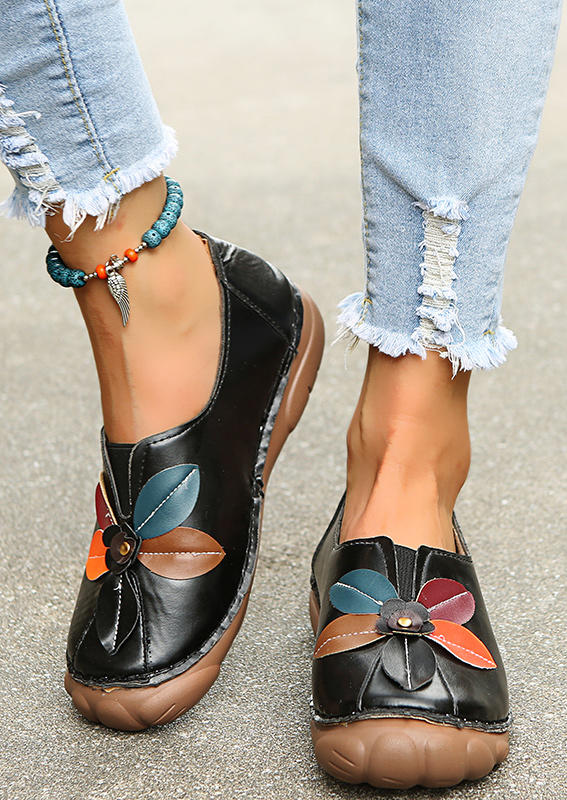 

Vintage Floral Slip On Flat Sneakers - Black, 514949