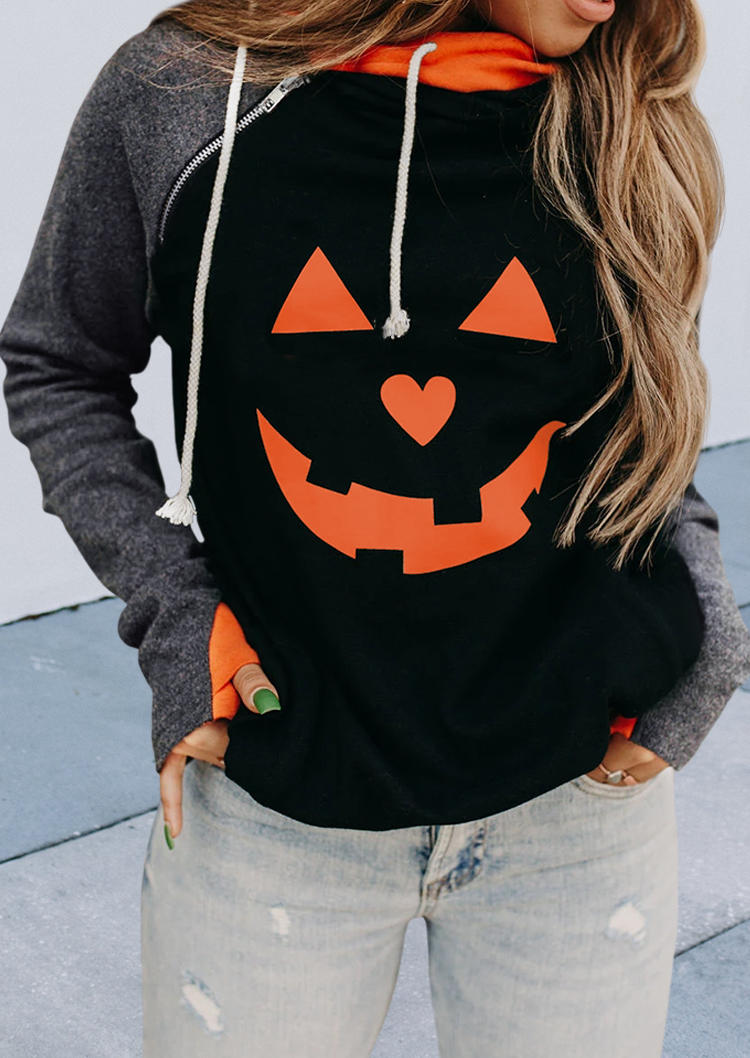 

Pumpkin Face Pullover Hoodie - Black, 515003