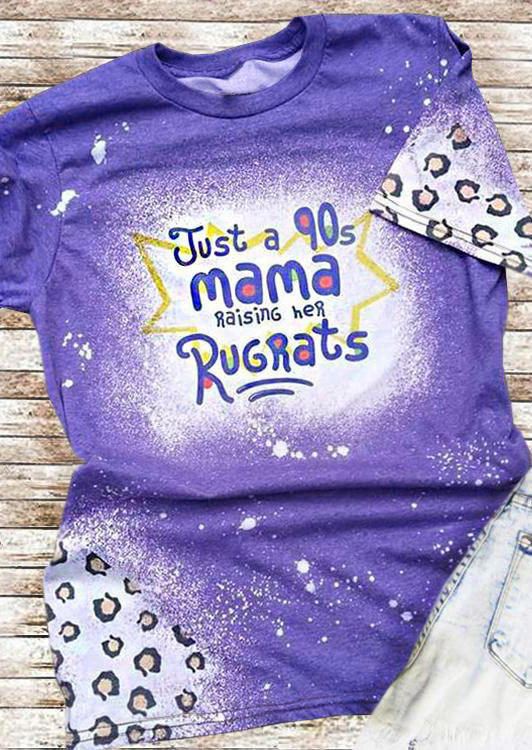 

Leopard Just A 90s Mama Raising Her Rugrats T-Shirt Tee - Purple, 515324
