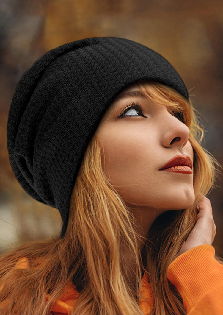 

Knitted Breathable Beanie Hat, Black, 515365